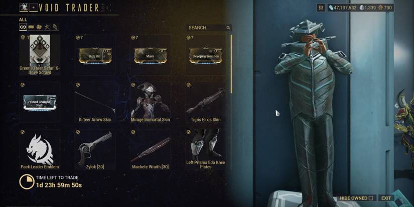 Warframe Baro Ki'teer shop