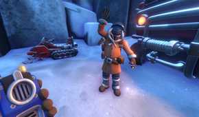 A player waving at another in We Were Here