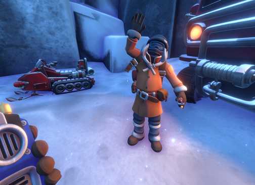 A player waving at another in We Were Here