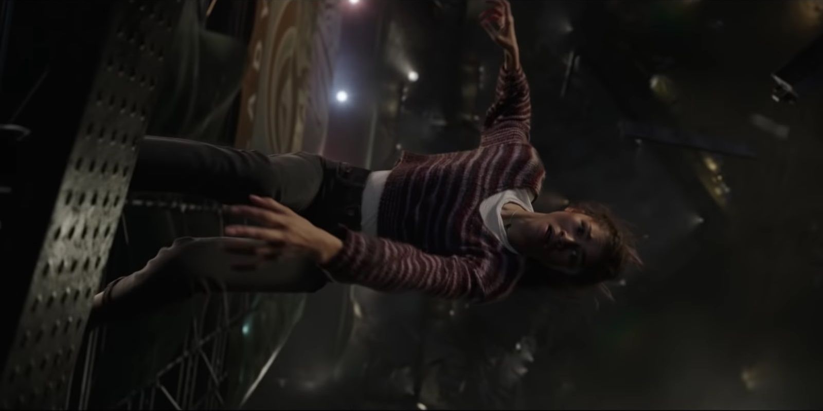 Zendaya as MJ falling from the Statue of Liberty in Spider-Man No Way Home