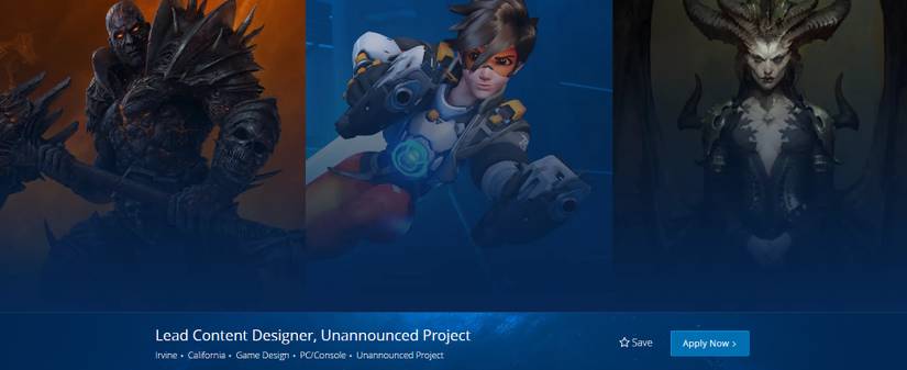 blizzard lead content designer unannounced project