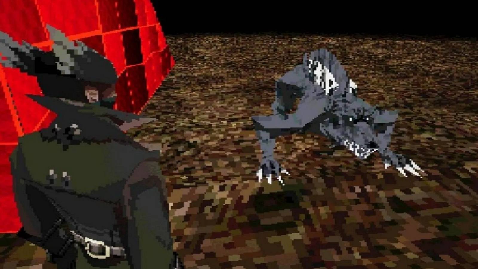 A screenshot from the upcoming PS1-style demake of Bloodborne.