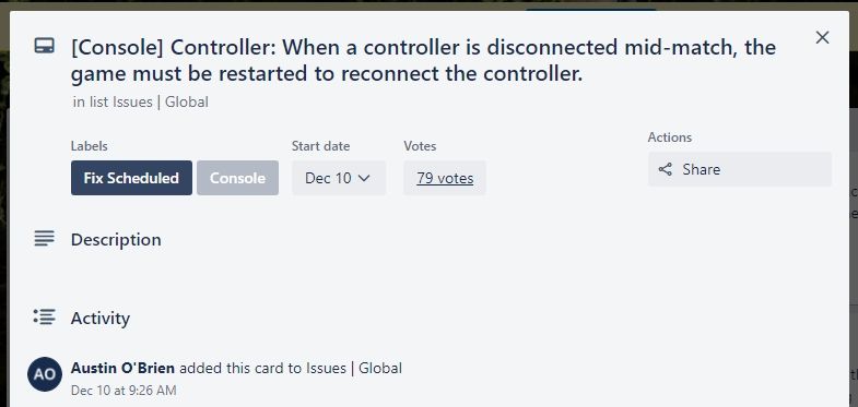 raven trello controller disconnect update