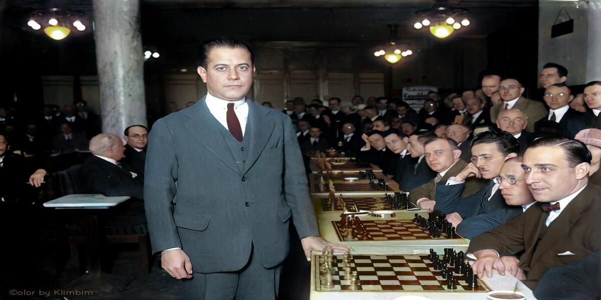 Capablanca playing multiple games of chess