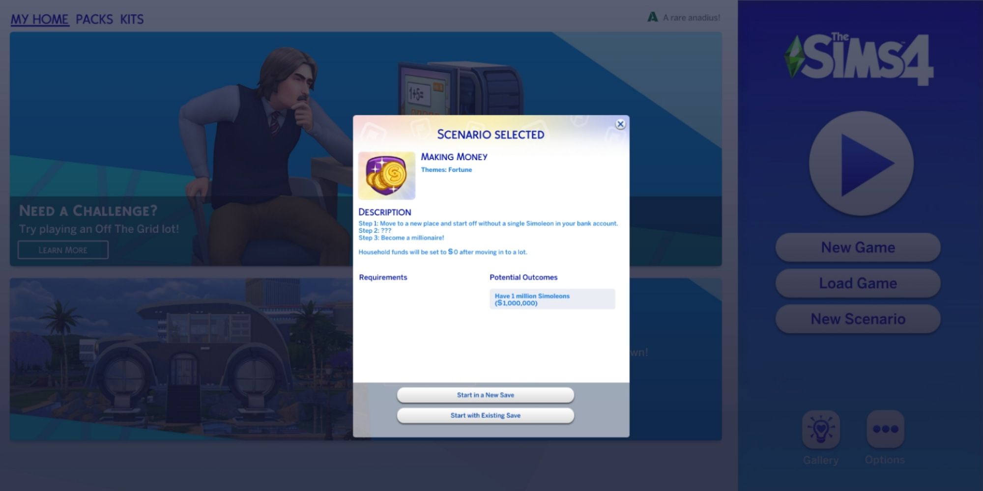 For the very first time in my 10yrs of playing the Sims series, i decided  to play without using money cheats. Not even ten minutes after i start  playing, i get this