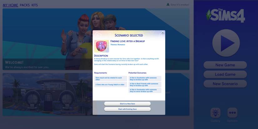 cover image for the sims 4 how to complete the finding love after a break up scenario
