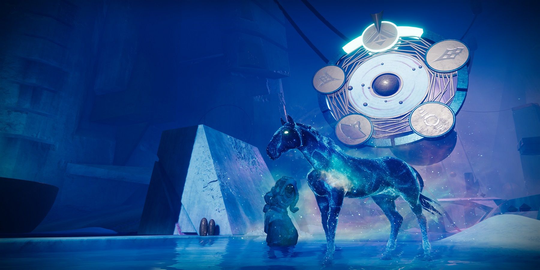 A Destiny 2 player trolls his fireteam in Dares of Eternity with a stasis wall grenade.