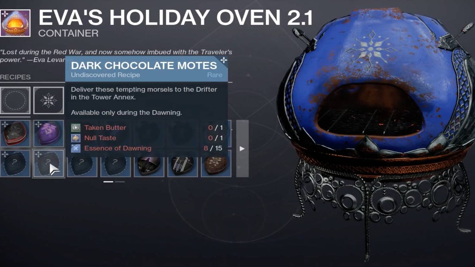 destiny 2 the dawning event 2021 dark chocolate