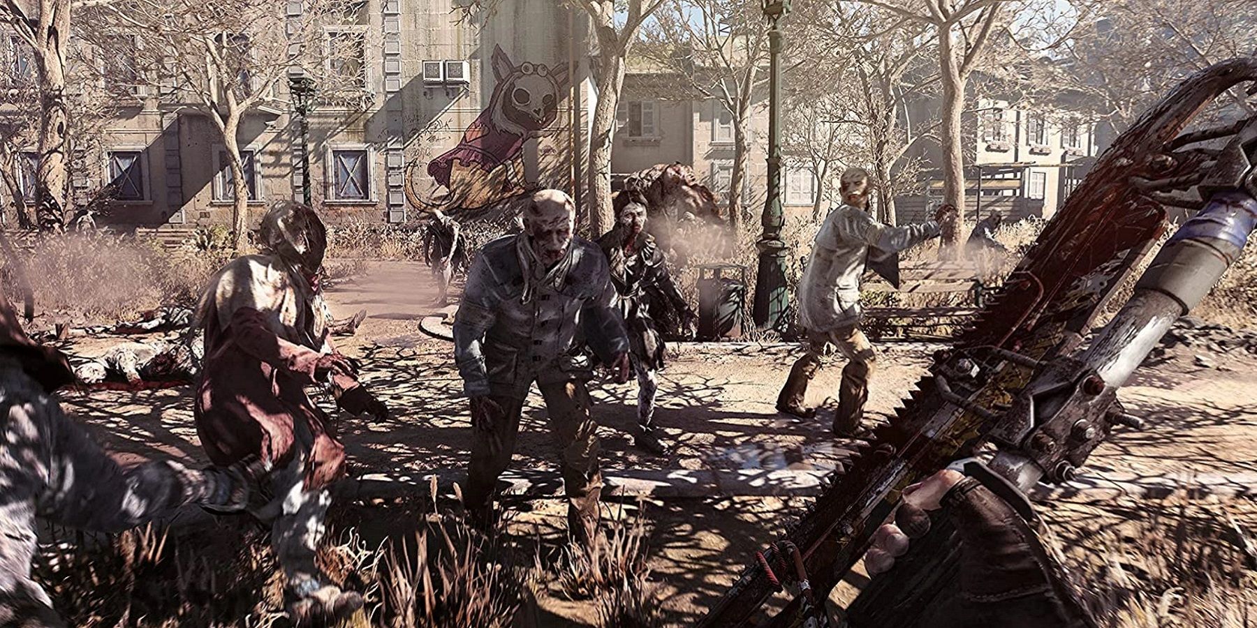Image from Dying Light 2 showing zombies advancing on the player.
