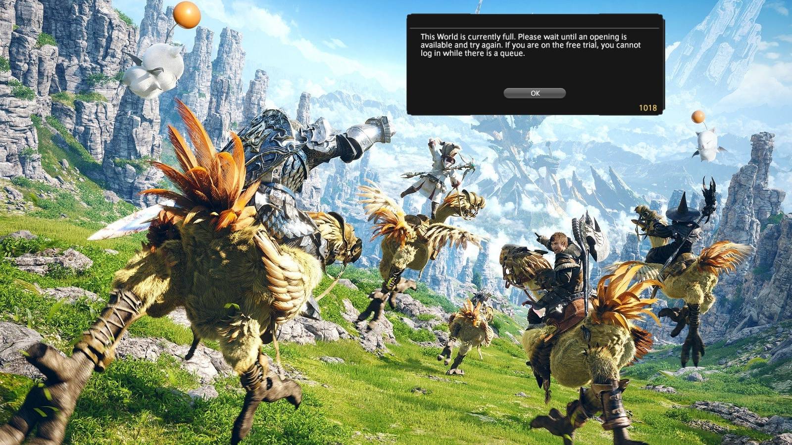 ffxiv free trial cannot log in error 1018