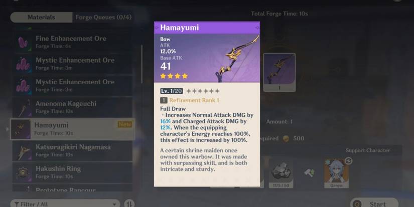 genshin impact hamayumi bow description