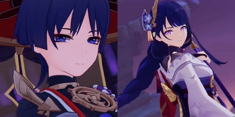 genshin impact scaramouche raiden shogun split image