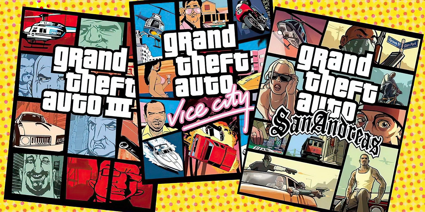 An image showing the box art for the Grand Theft Auto trilogy.