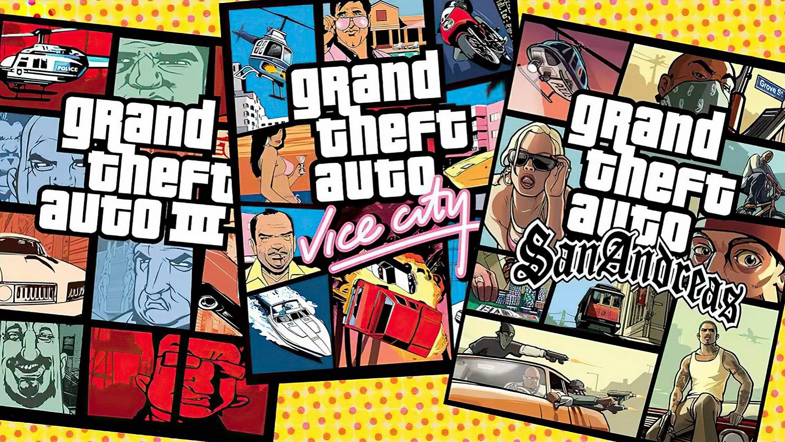 An image showing the box art for the Grand Theft Auto trilogy.