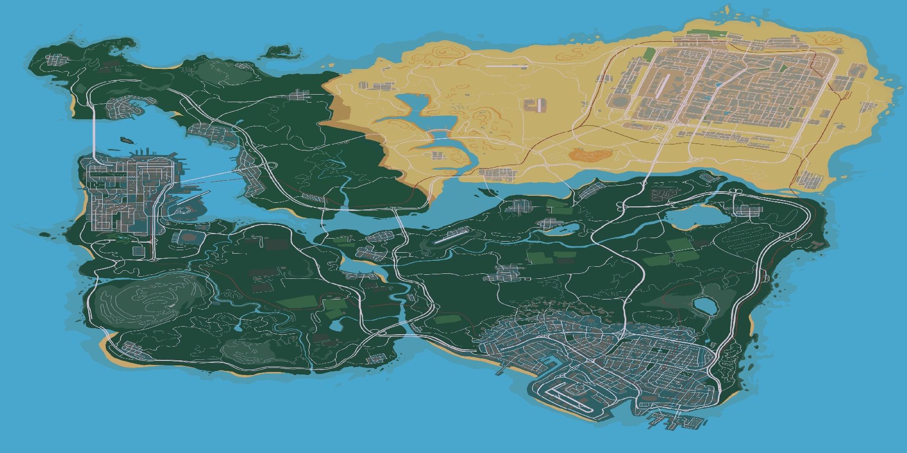 Grand Theft Auto Map Concept Combines the Cities from Multiple Games ...