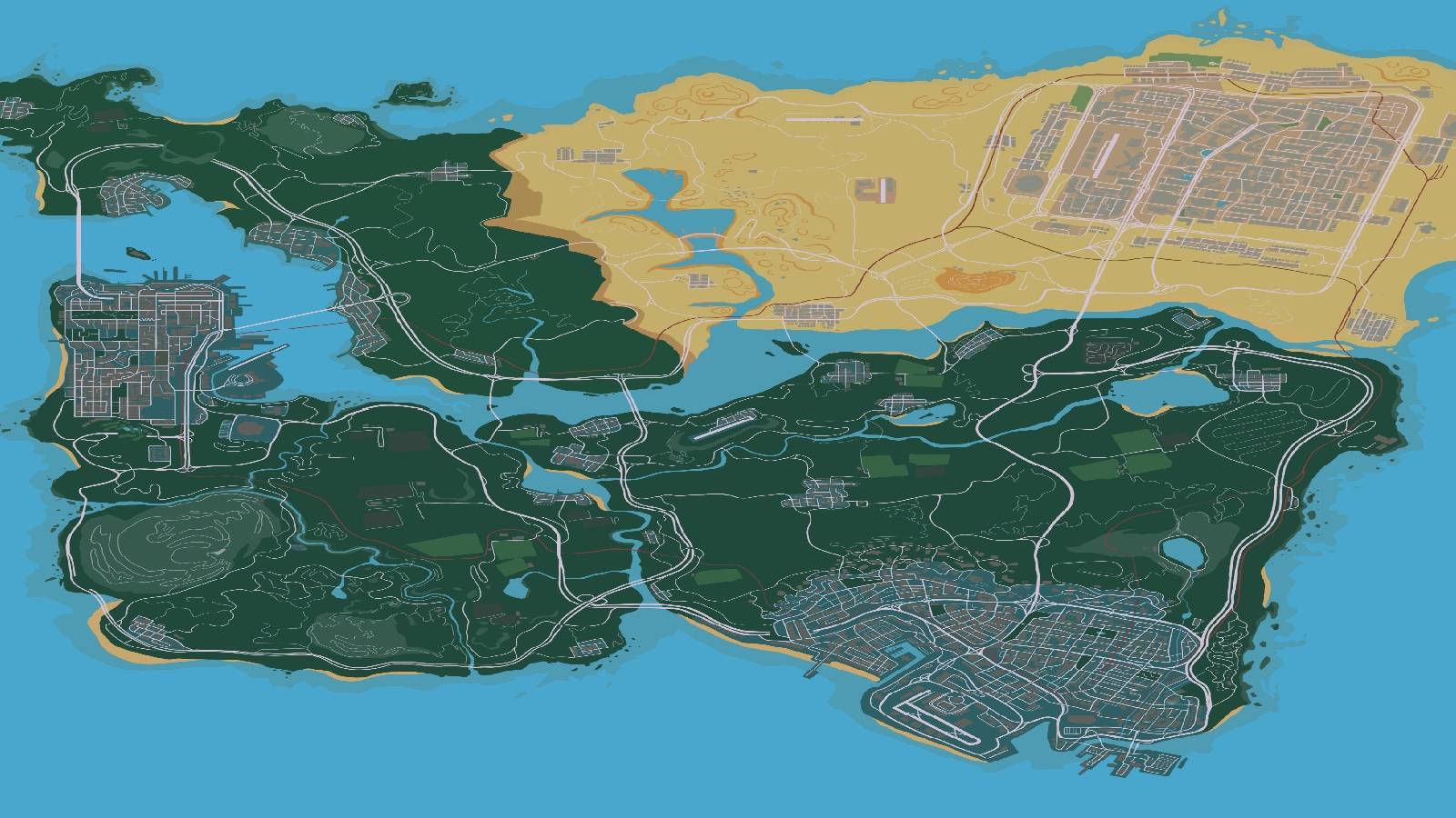 Gta Map Vector Map Every Single Gta Maps Are Combined Into A Single Big Map 686x386