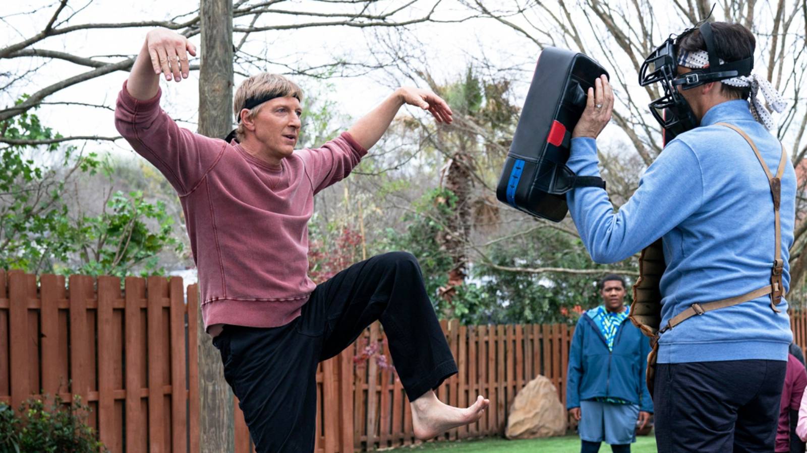 Johnny Lawrence crane kick in Cobra Kai