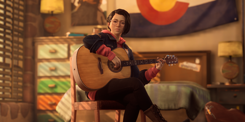 Alex Chen playing guitar in Life is Strange: True Colors. 