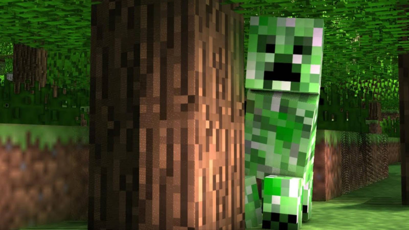 Minecraft Creeper Behind a Tree
