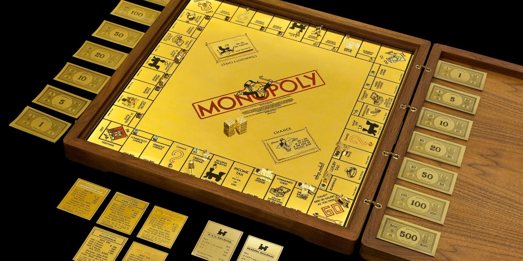 monopoly 2 million dollar version gold with wooden case