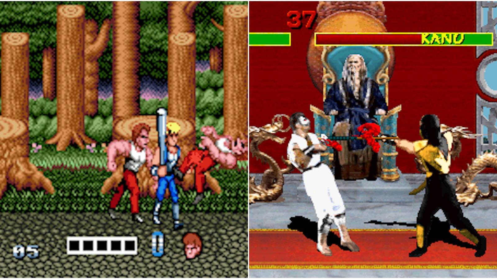 mortal kombat and double dragon split image
