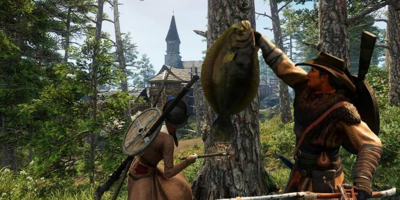 new world player creative method to stop bots ai logging chopping down trees fishing camp tier 5 block obstacle