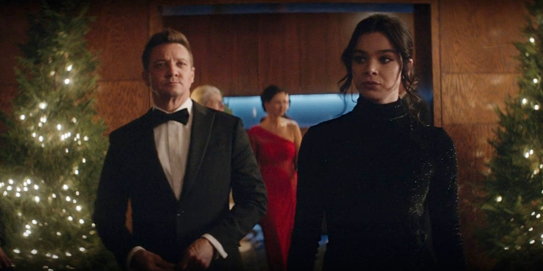 Clint Barton and Kate Bishop formal wear Hawkeye Christmas party
