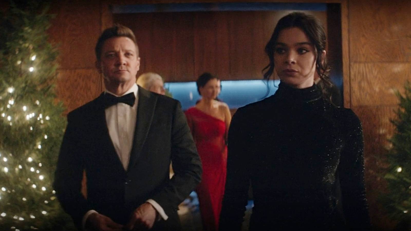 Clint Barton and Kate Bishop formal wear Hawkeye Christmas party