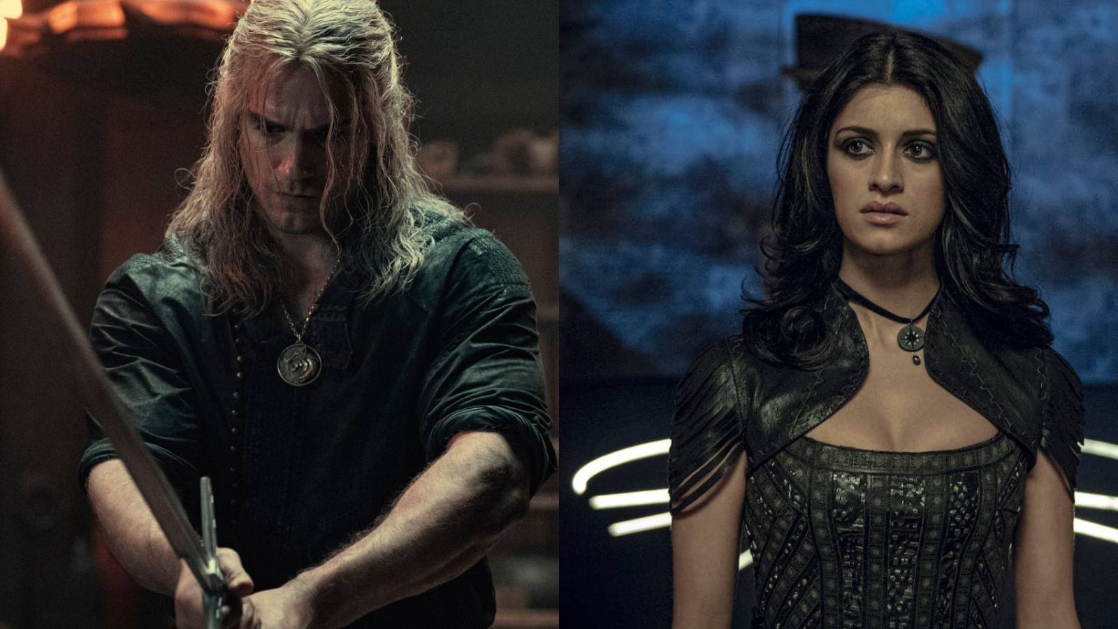 The Witcher season two vs season one feature split image Geralt in season two and Yennefer in season one