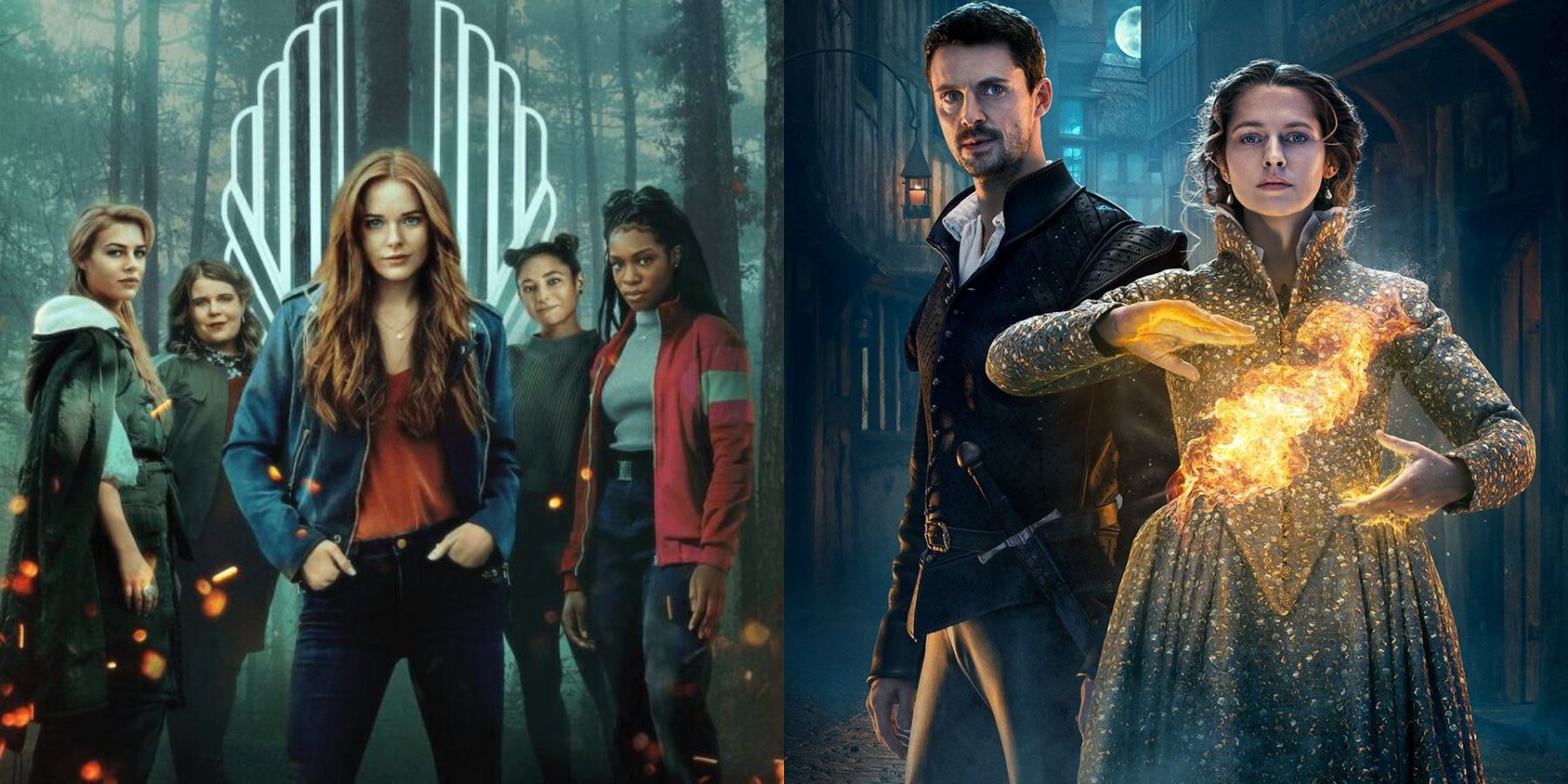 Fantasy shows feature split image Fate: The Winx Saga and A Discovery of Witches