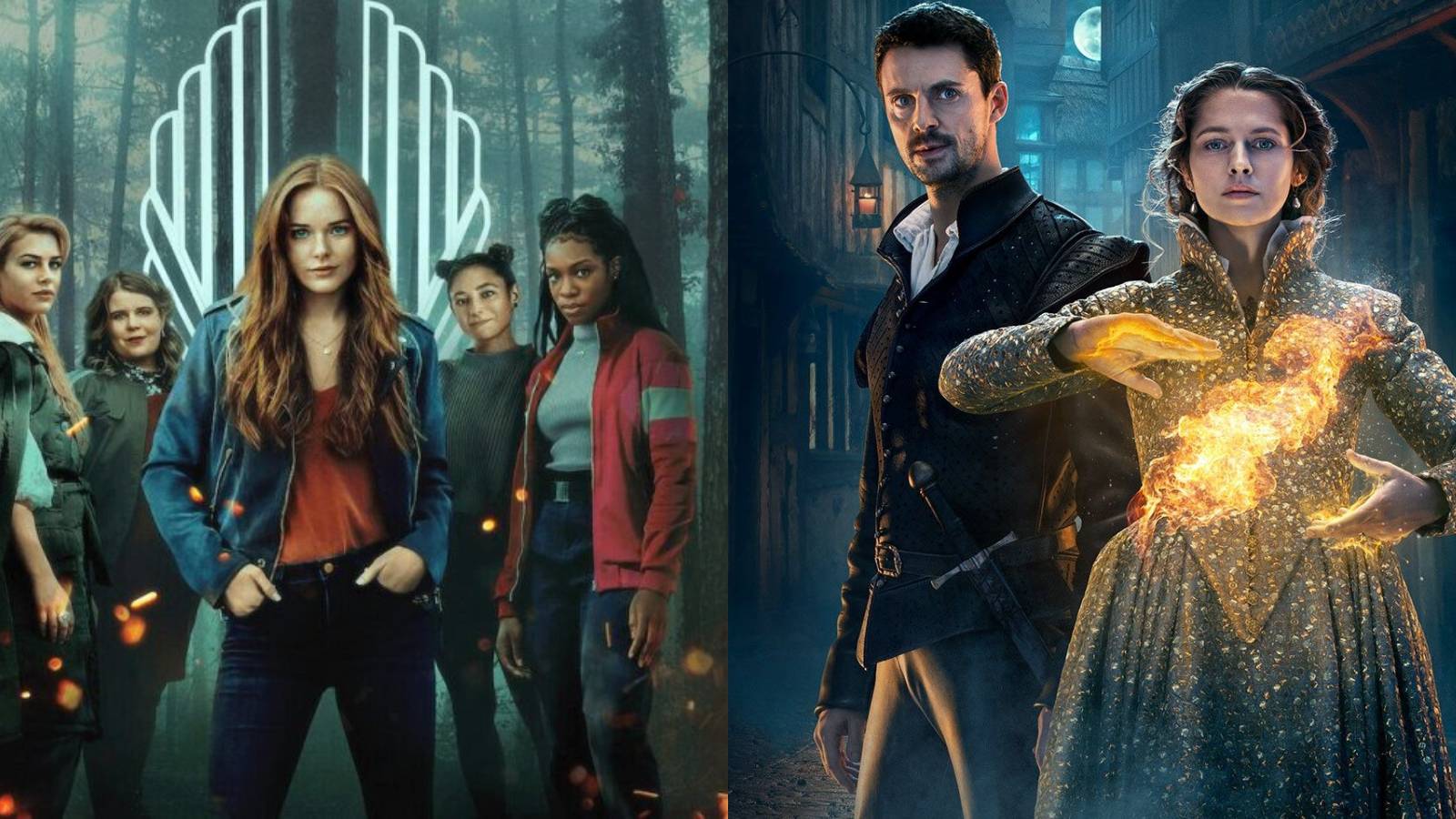 Fantasy shows feature split image Fate: The Winx Saga and A Discovery of Witches