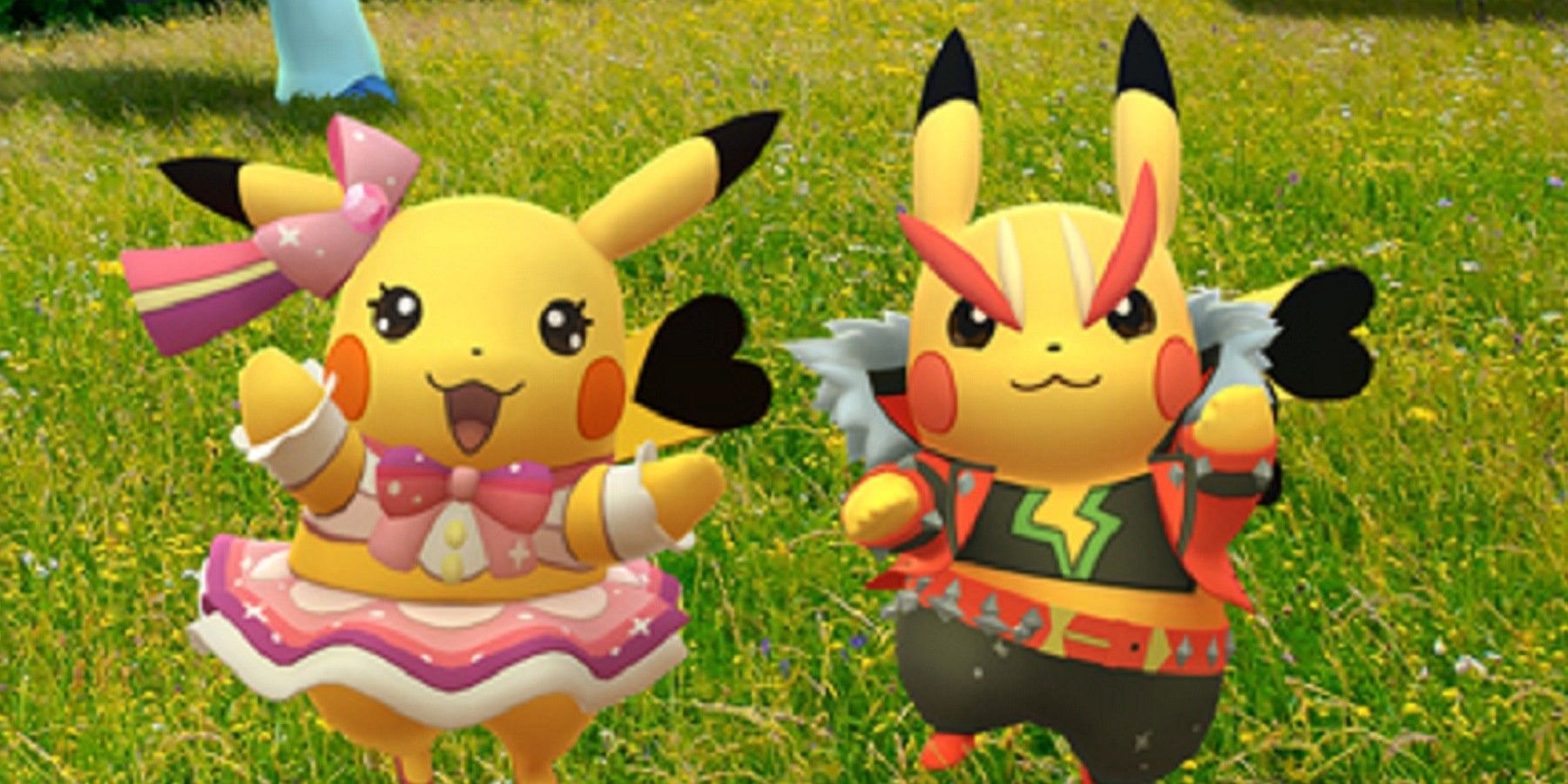 Two dressed up Pikachu. 