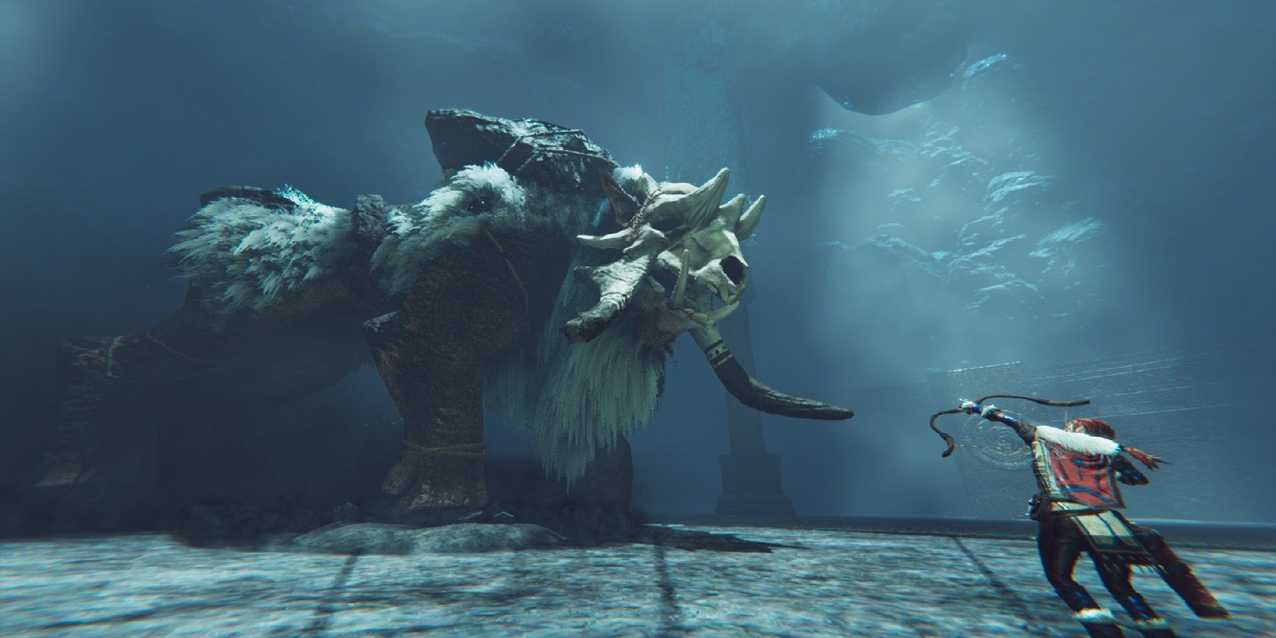 skelet Dinkarville Beoefend Shadow of the Colossus-Inspired Praey for the Gods Game Launches
