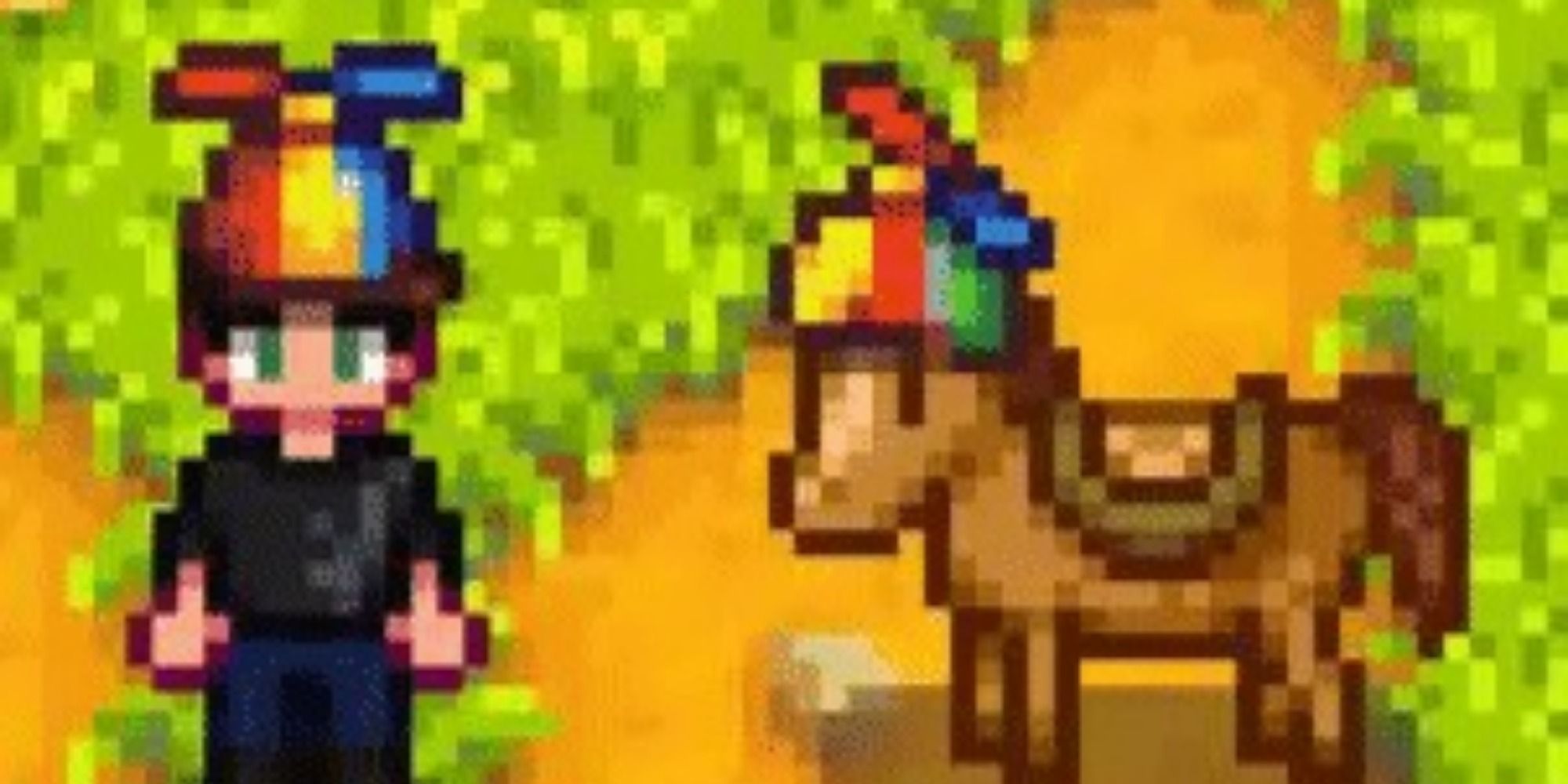 propeller hat on player and horse