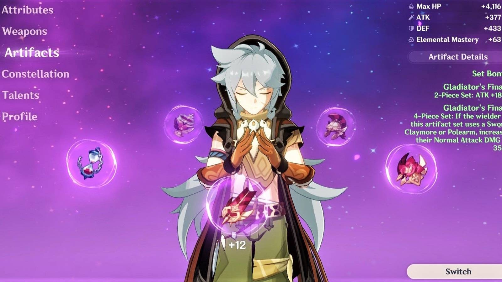 Genshin Impact character Razor - character menu screen