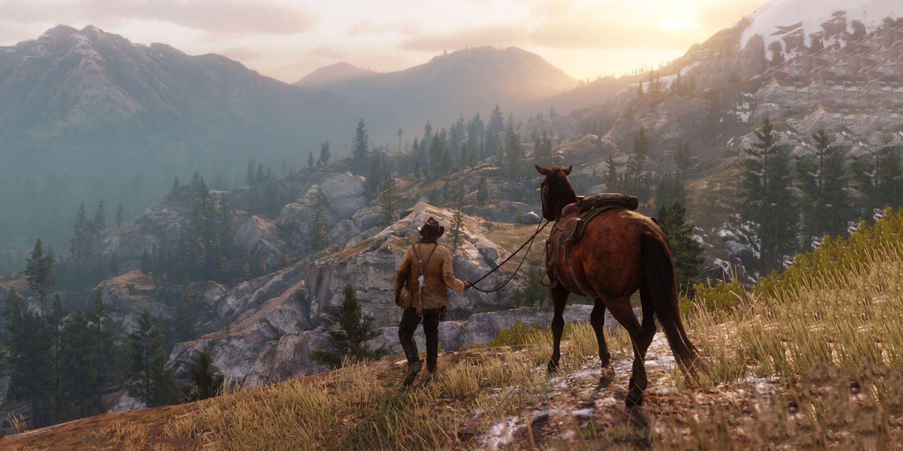 red dead redemption 2 mountain and horse scene