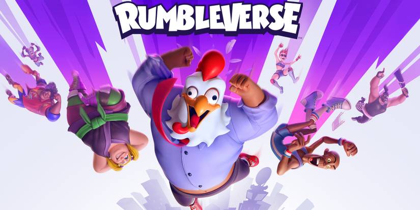 rumbleverse title art chicken mask