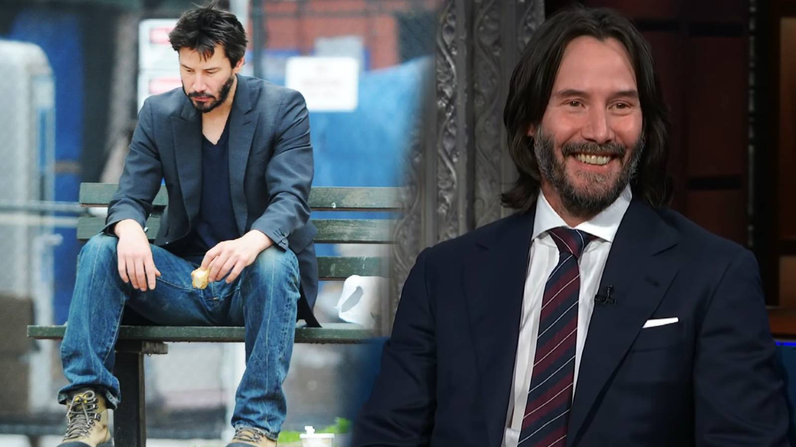 The Matrix Resurrections Keanu Reeves sad Late Night with Stephen Colbert meme