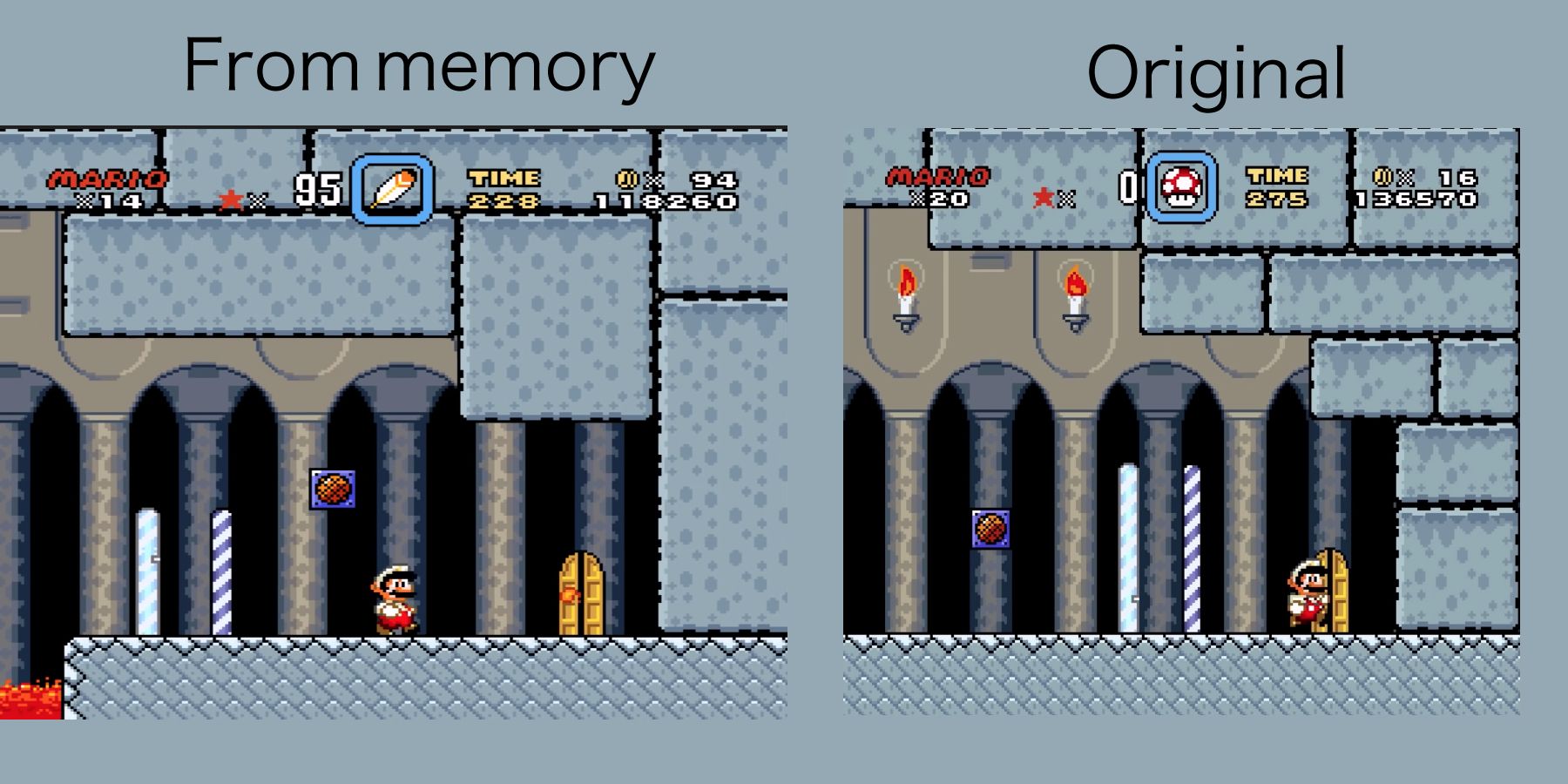 super-mario-world-first-castle-from-memory-comparison