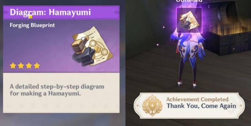 the diagram of Hamayumi and the thank you, come again hidden achievement