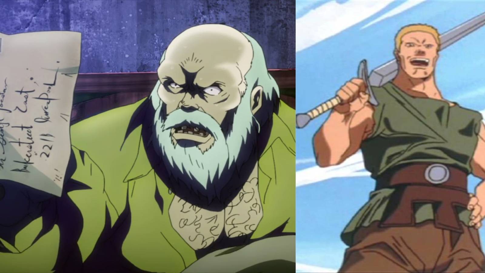 title image bad anime fathers split image Dario Brando/Jojo Gambino/Berserk