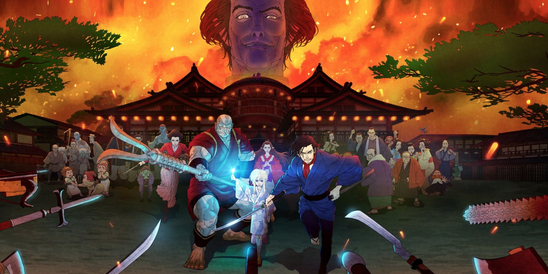 Bright Samurai Soul poster with the cast running to battle