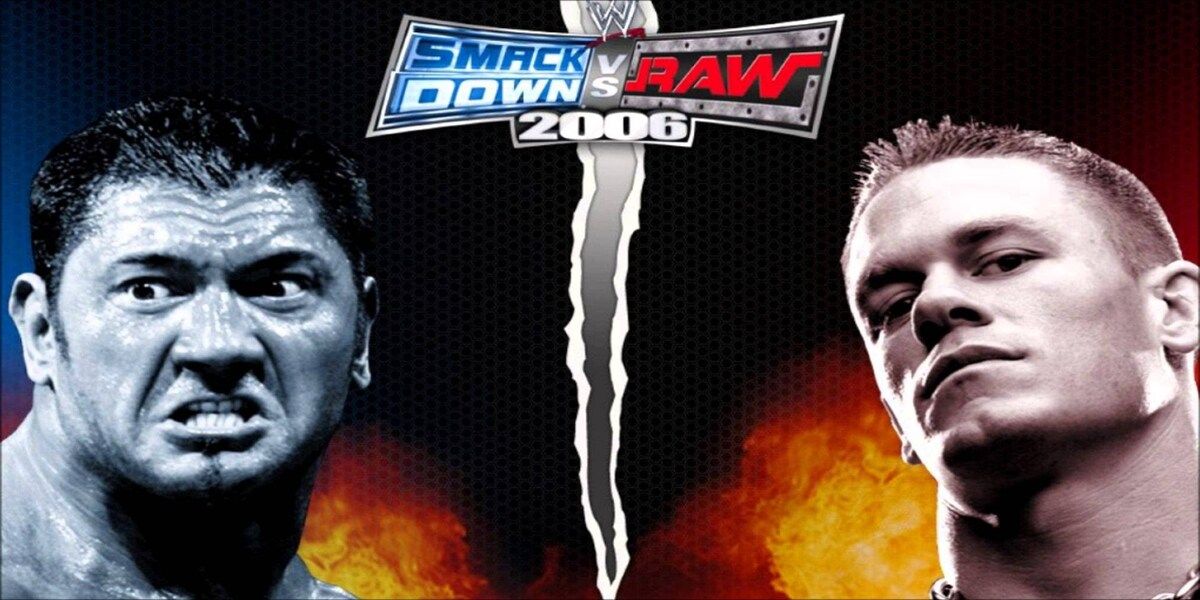 Title art with Cena and Batista 