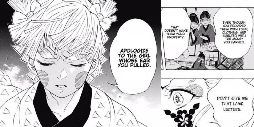 zenitsu telling daki to apologize to the girl she abused