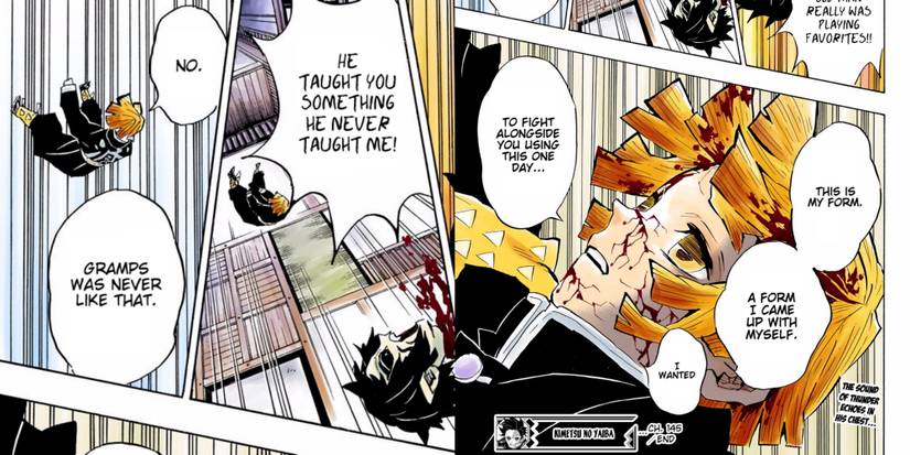 zenitsu telling his Senior that he invented the form so he can fight as his equal