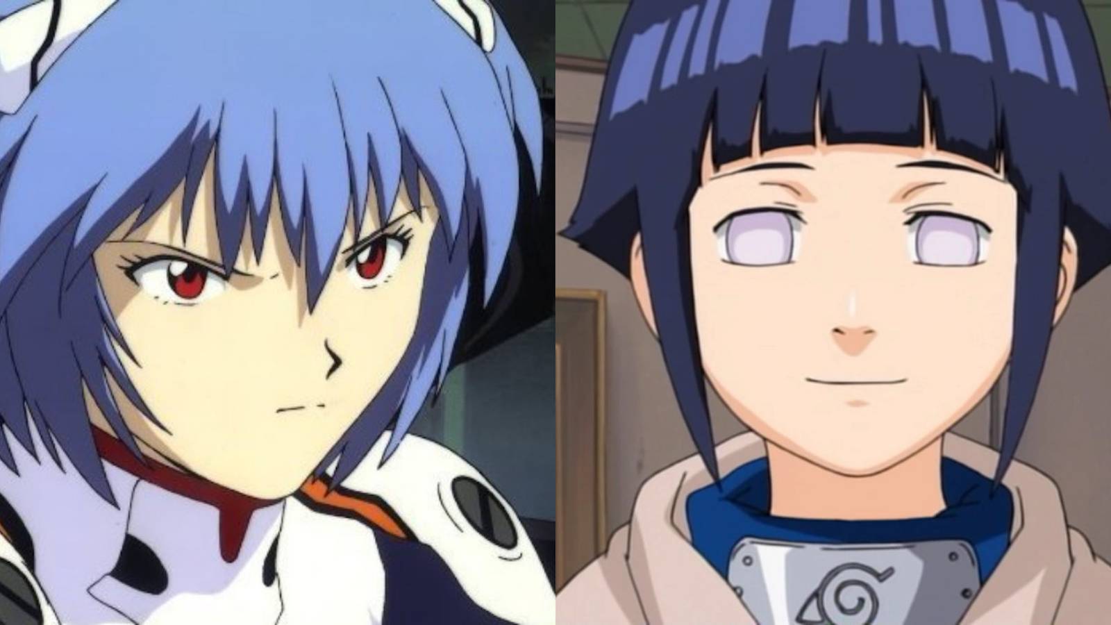 Rei from Neon Genesis Evangelion and Hinata from Naruto