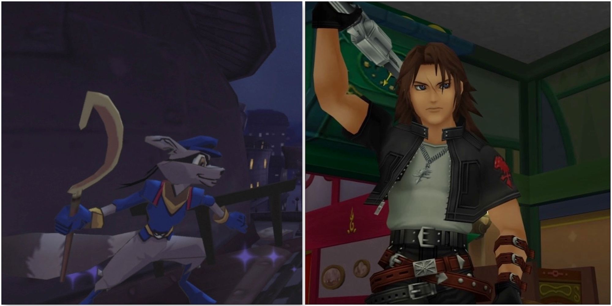Sly Cooper from Sly Cooper and Leon from Kingdom Hearts