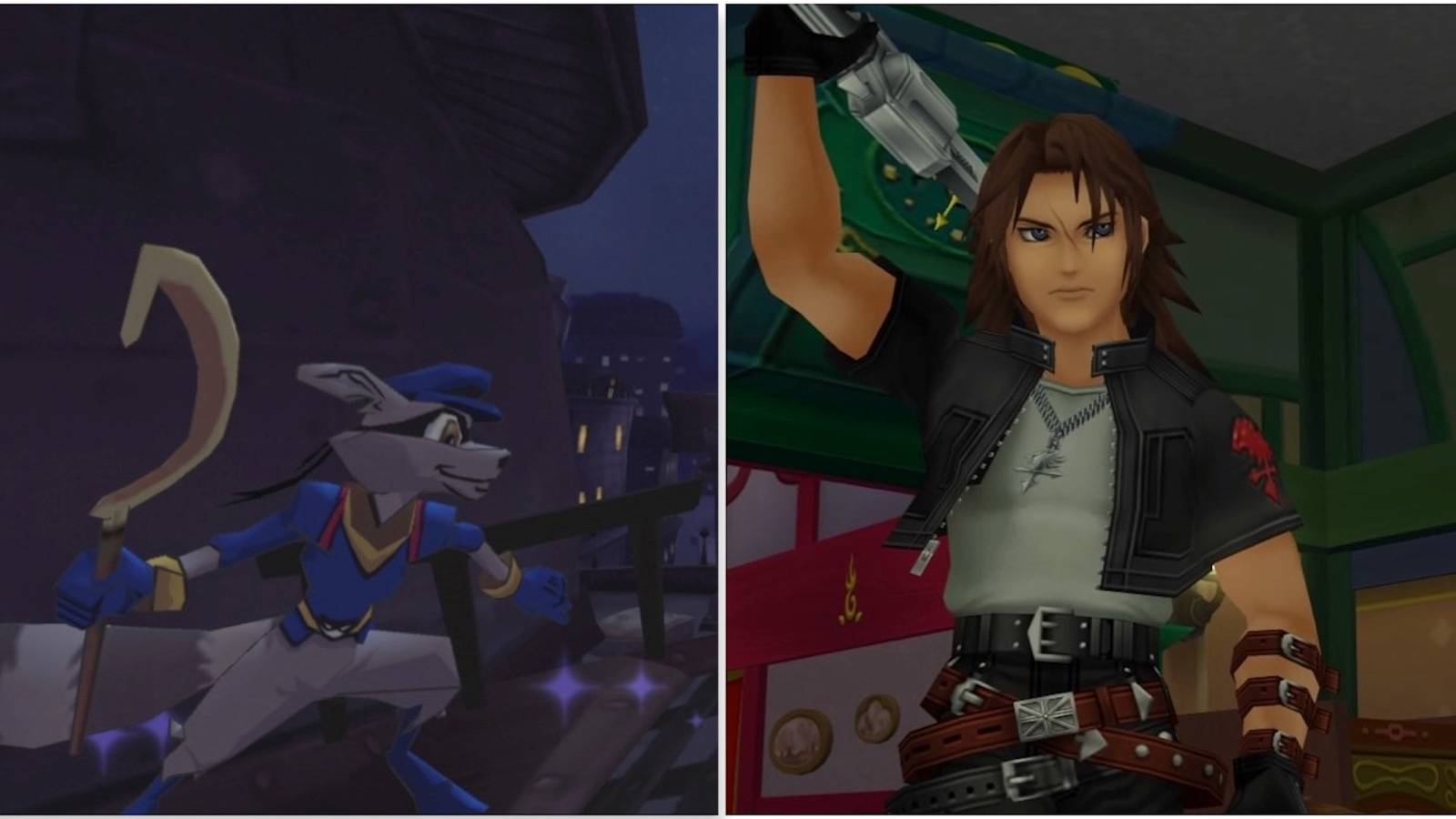 Sly Cooper from Sly Cooper and Leon from Kingdom Hearts