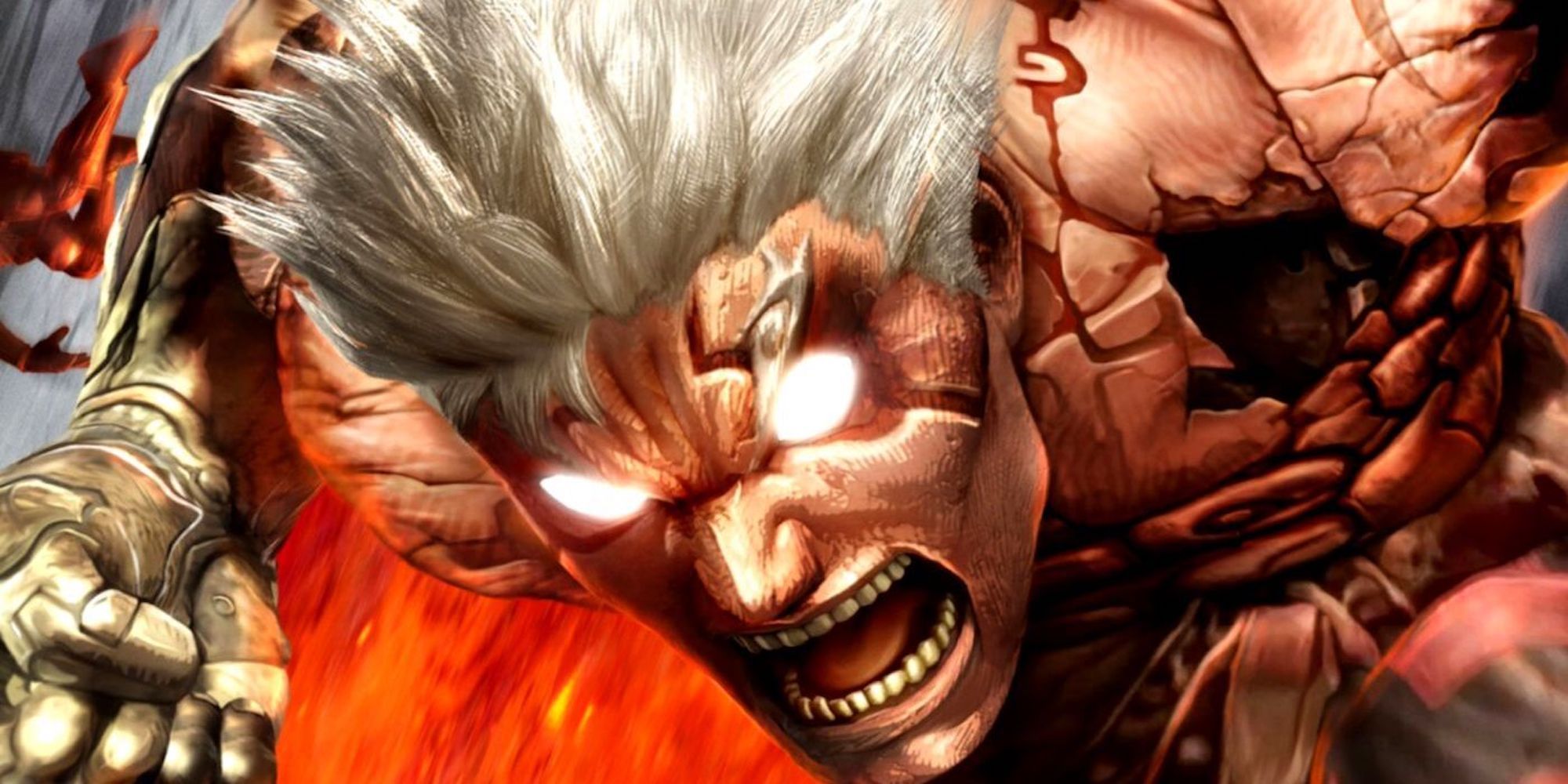 Close up of enraged Asura from Asura's Wrath