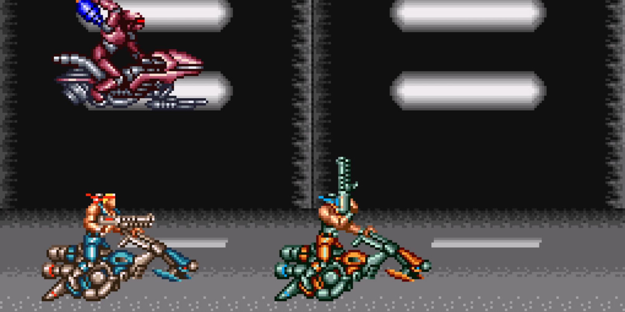 Fighting enemies in Contra III: The Alien Wars